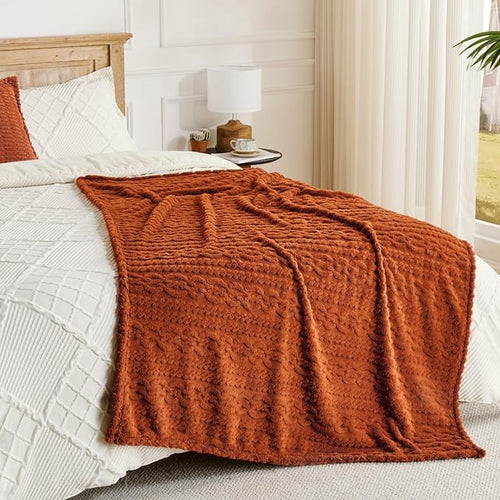 50x70 Inch Rust Throw Blanket - Soft & Fluffy Fleece, Cute & Aesthetic, Perfect for Sofa, Couch, Chair, Bed, Living Room & Bedroom, All-Season Use, Plush & Cozy Decorative Blanket