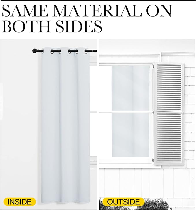 NICETOWN Blackout Curtains Panels for Bedroom, 2 Panels, 52 x 70 Inch, Greyish White, 3 Pass Microfiber Noise Reducing Thermal Insulated Solid Ring Top Blackout Window Drapes