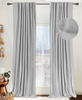 100% Blackout Shield Linen Blackout Curtains for Bedroom 96 Inches Long, Back Tab/Rod Pocket Living Room Drapes, Thermal Insulated Blackout Curtains 2 Panels Set, 50" W x 96" L, Grey