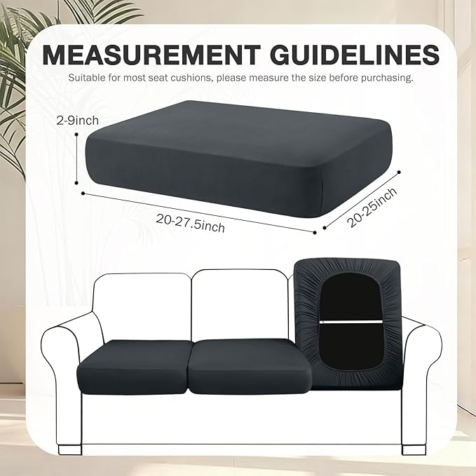 hyha 4Pcs Patio Cushion Covers, Stretch Outdoor Couch Cushion Covers, Washable Outdoor Chair/Sofa Slipcovers for Patio Furniture Cushions Protector with Elastic Bottom(Dark Gray,Cover Only)