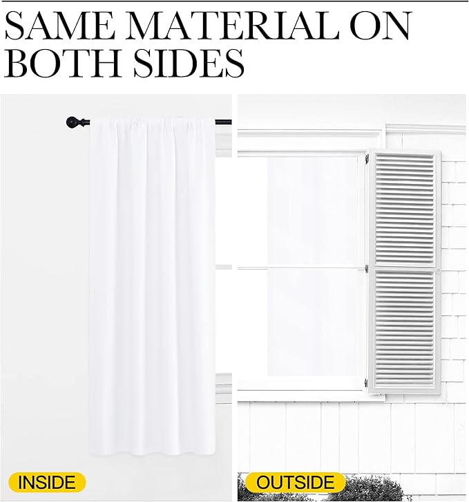NICETOWN RV Curtains for Camper Windows, White Curtains for Kitchen Window, Home Decoration Light Filtering Drapes for Small Window (29" Wide by 50inches Long, 1 Pair)