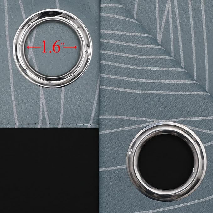 Estelar Textiler Stone Blue and Greyish White Ombre Blackout Curtains 45 Inch Length 2 Panels, Full Room Darkening Drapes for Kitchen, Thermal Insulated Grommet Short Curtains for Bathroom,42Wx45L
