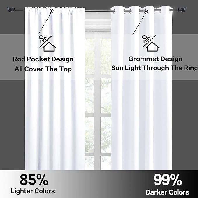 RYB HOME RV Curtains for Camper Windows, Mini Small Thermal Insulated Sunlight Heat Blocking Blocking Privacy Portable Curtains for Travel Trailer, Width 34 by Length 24, Pure White, 2 Panels