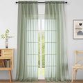 Extra Wide Sage Green Sheer Curtains 120 Inches Long, Extra Long Light Filtering Modern Patio Curtains for Sliding Glass Door, Rod Pocket Drapes for Living Room, 2x59Wx120L Inches, 10FT, 2PCS