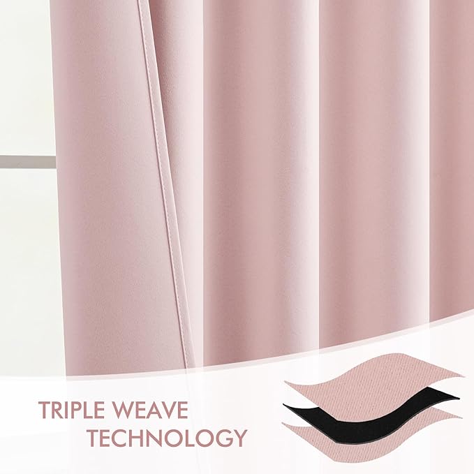 MIULEE Baby Pink Back Tab Blackout Curtains 120 Inch Long 2 Panels Set for Living Room Bedroom Privacy Rod Pocket/Pinch Pleated Extra Long Thermal Insulated Room Darkening Light Blocking 10FT Drapes