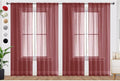 SpaceDresser Burgundy Sheer Curtains 4 Panels Rod Pocket Semi-Sheer Curtain 45 Inches Long Light Filtering Voile Window Drapes for Bedroom Living Room Kitchen, Each 52W x 45L