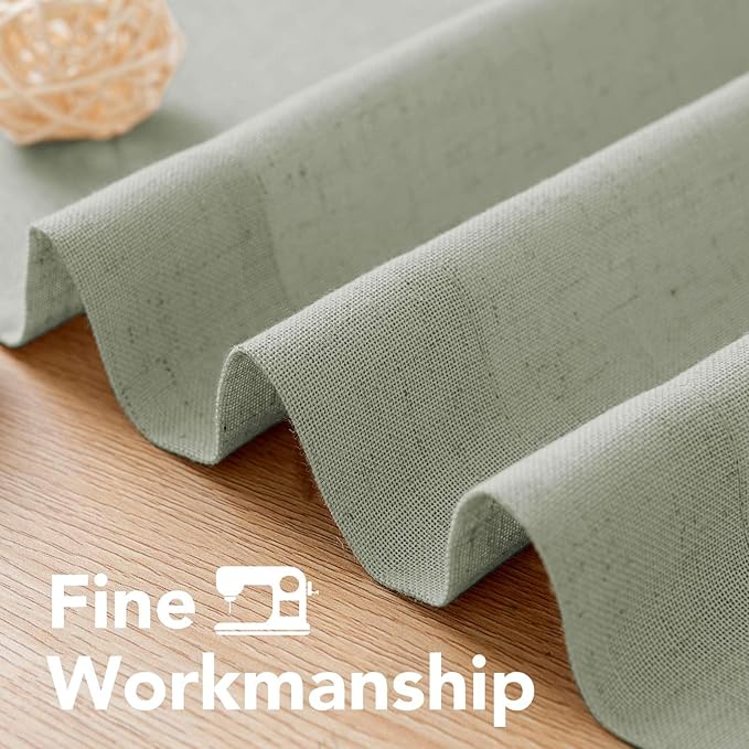 H.VERSAILTEX Elegant Natural Linen Blended Energy Efficient Light Filtering Linen Textured Semi Sheer Curtains/Nickel Grommet Window Treatments Panels/Drapes (Set of 2, Sage, 52" x 54")