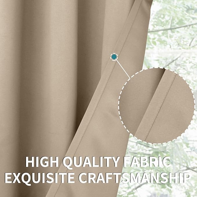 BGment Blackout Curtains - Grommet Thermal Insulated Room Darkening Bedroom and Living Room Curtains, Set of 2 Panels (38 x 84 Inch, Sand)
