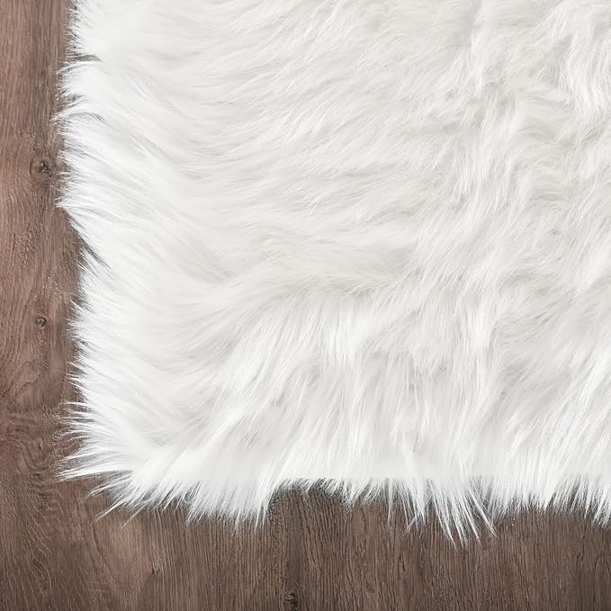 Latepis Runner Rugs for Hallway 2x8 White Faux Sheepskin Fur Rug Fluffy Shag Rugs for Bedroom Living Room Rug Rectangle