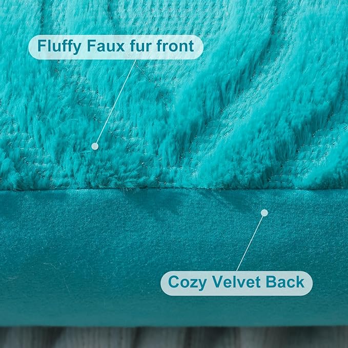decorUhome Summer Throw Pillow Covers 18x18 Inch Set of 2, Soft Plush Faux Wool Turquoise Solid Couch Pillow Covers, Accent Farmhouse Neutral Square Pillow Cases for Sofa Bed Living Room