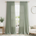 Nanspring Desert Sage Linen Curtains 108 Inches Long for Living Room Bedroom 2 Panels Set Extra Long Back Tab Curtain Light Filtering Sheer Drapes Floor to Ceiling Curtain for Large Windows 52x108