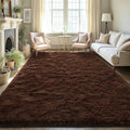 LOCHAS Ultra Soft Indoor Modern Area Rugs Fluffy Living Room Carpets for Children Bedroom Home Decor Nursery Rug 8 x10 Feet, Brown