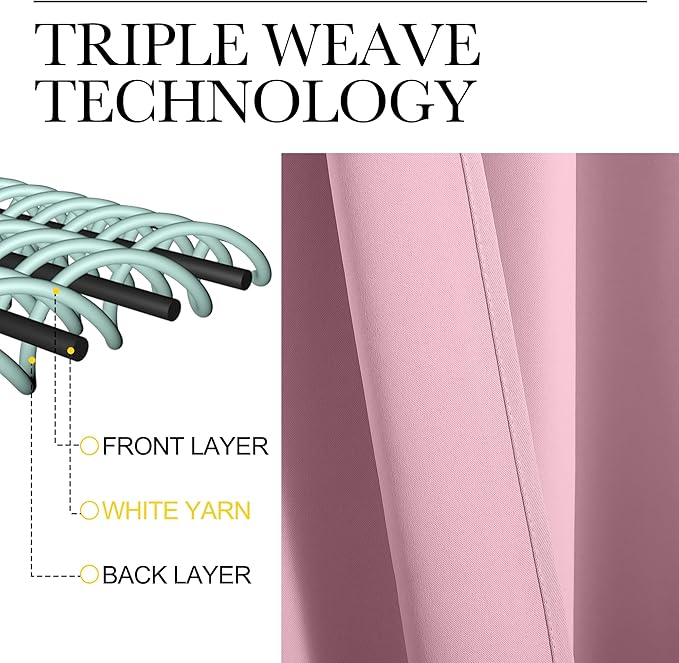 NICETOWN Blackout Curtains for Bedroom, Blackout Curtain Panels, Rouge Pink, 1 Pair, 70 by 63-inch, Window Treatment Energy Saving Thermal Insulated Solid Rod Pocket Blackout Drapes/Draperies