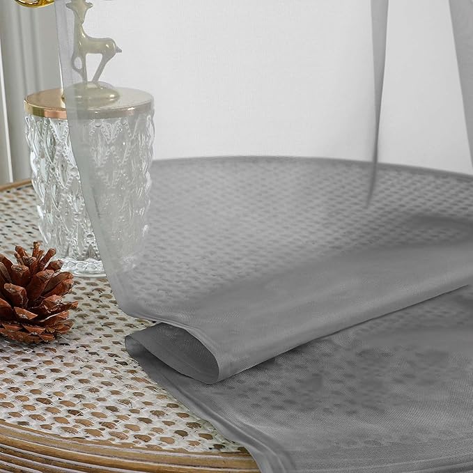OWENIE Grey Sheer Curtains 72 Inches Long 2 Panels Set, Transparent Voile Sheer Curtain for Living Room Bedroom Window Sliding Glass Door Treatment, 59 x 72 Inch, Grey