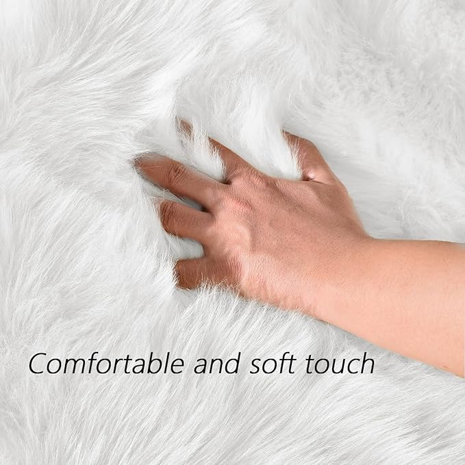 Latepis Runner Rugs for Hallway 2x8 White Faux Sheepskin Fur Rug Fluffy Shag Rugs for Bedroom Living Room Rug Rectangle