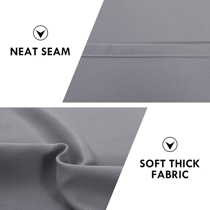 DWCN Grey Room Darkening Blackout Curtains - Thermal Insulated Privacy Energy Saving Window Curtain Drapes 52 x 54 inch Length, Set of 2 Bedroom Living Room Curtains