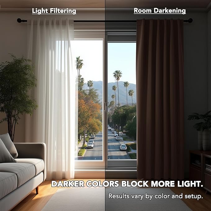 Deconovo Blackout Curtains, Thermal Insulated, W70 x L108 2 Panels, Back Tab, Machine Washable, Room-Darkening Drapes for Bedroom/Living Room Brown