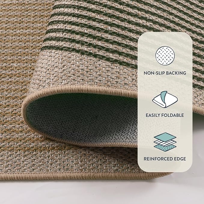 Lahome Enfys Modern Rainbow Round Entryway Rug 4ft, Circle Easy Jute Rug Washable Indoor Outdoor Patio Rug Farmhouse Front Door Mat, Contemporary Non Slip Round Carpet for Bedroom Kitchen