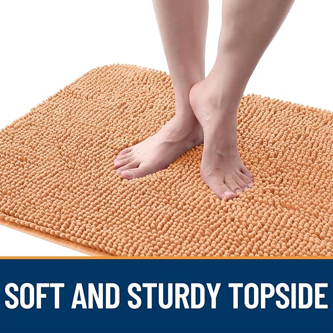 OLANLY Dog Door Mat for Muddy Paws 32x20, Absorbs Moisture and Dirt, Absorbent Non-Slip Washable Doormat, Quick Dry Chenille Mud Mat for Dogs, Entry Indoor Entryway Carpet for Inside Floor, Orange
