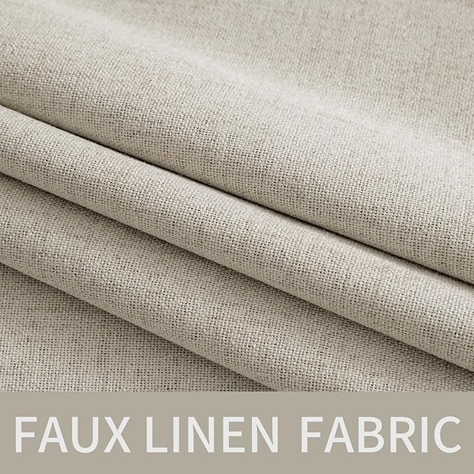 MIULEE 100% Blackout Linen Curtains for Bedroom Thermal Insulated Cobblestone Grommet Room Darkening Curtains & Drapes for Living Room Nursery 52 x 84 Inch (2 Panels)