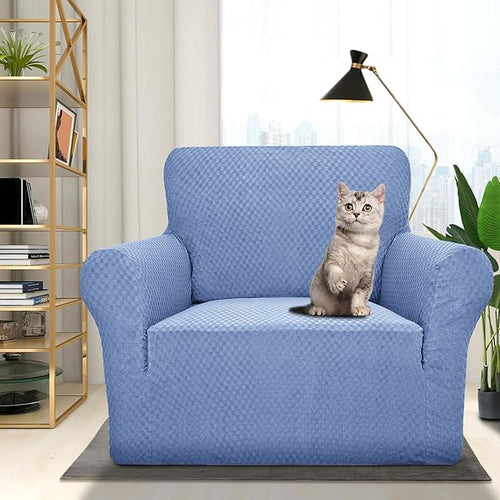 1 Piece Jacquard Chair Slipcovers for Living Room – Small, Light Blue