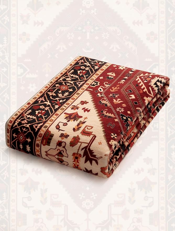 SERISSA Runner Rug for Hallways, 2'6"x12' Washable Non Slip Kitchen Runner Rug, Extra Long Boho Rug Ultra Soft Vintage Red Black Print Floor Carpet for Bedroom Hallway Entryway Bathroom Laundry Room