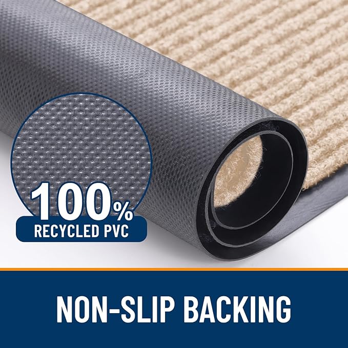 OLANLY Front Door Mat Indoor Outdoor Entrance, Waterproof Heavy Duty Doormat, Fade Resistant, Low Profile, Easy Clean Patio Porch Welcome Floor Mats for Entry, 47x34, Beige