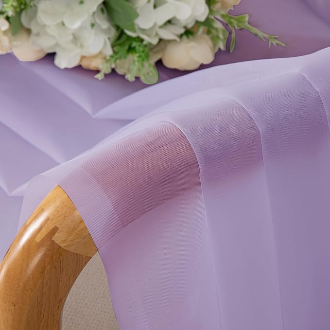 Chyhomenyc Lilac Sheer Curtains 45 Inch Long 2 Panels, Light Filtering Rod Pocket Voile Short Curtains Drapes for Living Room Bedroom Small Windows, 42Wx45L Inches