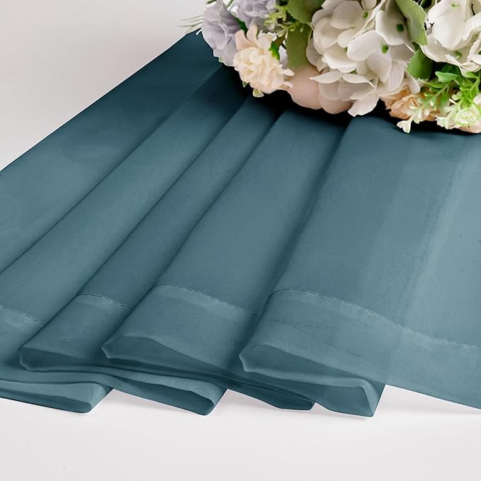 OWENIE Sheer Curtains, 63 inch Length Set of 2, Rod Pocket Light Weight Voile Curtains & Drapes for Bedroom & Living Room, Each 42Wx63L inch, Dusty Blue