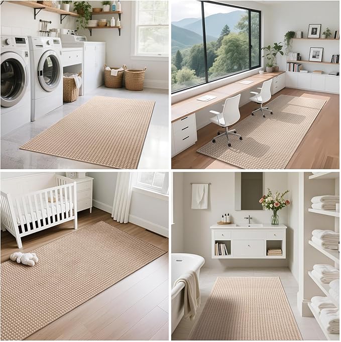 YDKGL 2x3 ft Indoor Door Mat Entryway Rug Non Slip Woven Washable Area Rugs Kitchen Mats for Floor, Front Entry Rug Entrance Doormat for Hall Porch Bathroom Kitchen Bedroom, Easy Clean, Brown 24"x36"