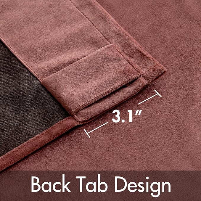 MIULEE Velvet Curtains 2 Panels Luxury Blackout Curtains for Bedroom Living Room Thermal Insulated Super Soft Window Drapes Rod Pocket & Back Tab, Dusty Rose Pink, W52 x L72 inches