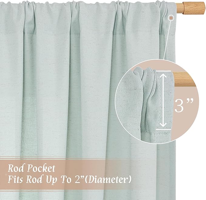 LAMIT Linen Sheer Curtains 84 inch for Living Room, Linen Textured Light Filtering Drapes Rod Pocket Boho Privacy Panels for Farmhouse/Bedroom, 2 Panels, 52 x 84 Inch, Light Blue