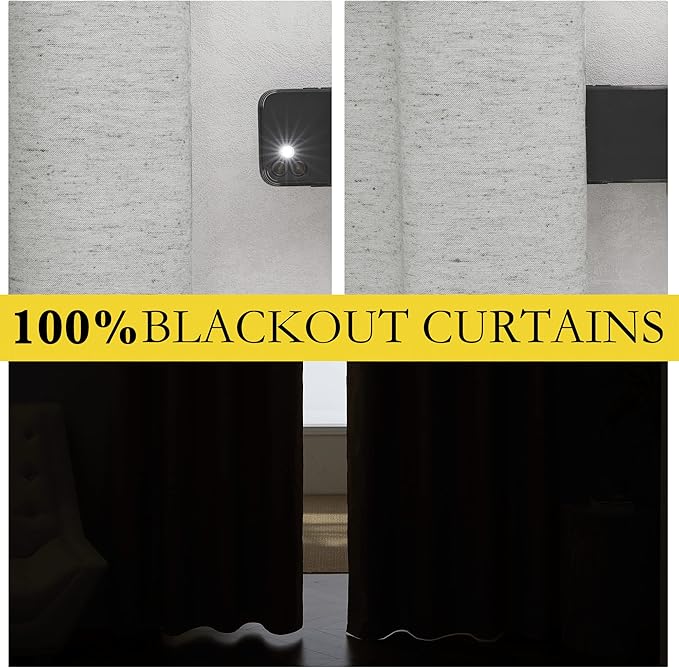 NICETOWN Grey Noise and Lights Block Out Curtains, 2 Panels, 42-inch W by 84-inch L, Thermal Insulated 100% Blackout 2-Layer Lined Drapes, Noise Cancellation Window Draperies for Dining Room