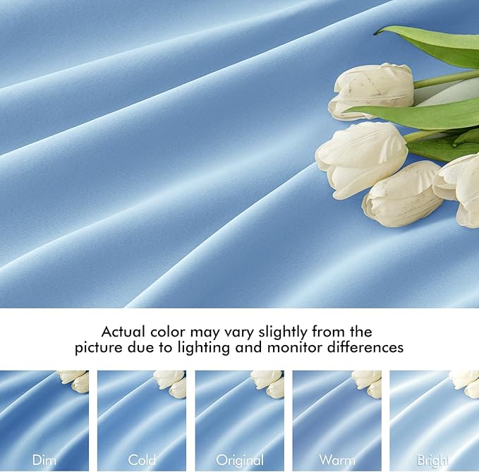 MIULEE Sky Blue Back Tab Blackout Curtains 90 Inches Long 2 Panels Set for Living Room Bedroom Privacy, Rod Pocket/Pinch Pleat Thermal Insulated Room Darkening Pleated Light Blocking Drapes