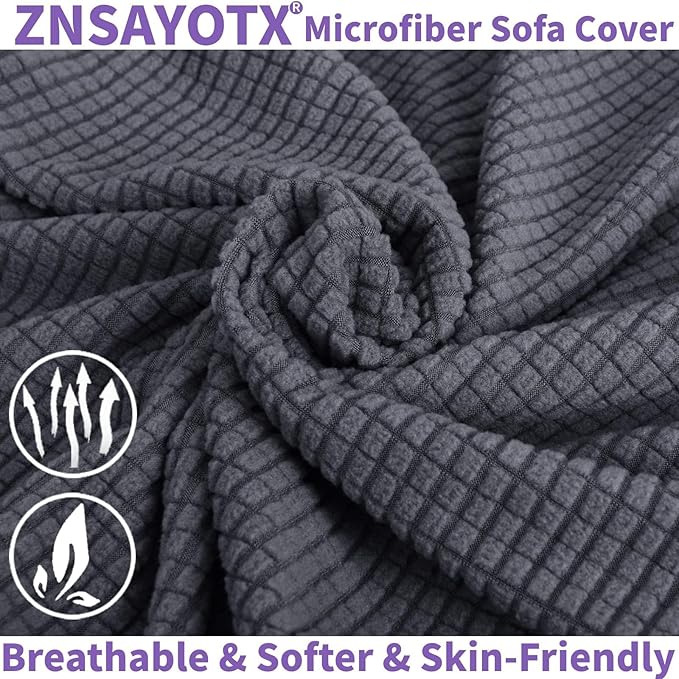 ZNSAYOTX Super Stretch Chair Slipcover Universal Sofa Chair Covers for Living Room Dogs Pet Furniture Protector Spandex Armchair Slipcovers with Anti Slip Foam Sticks (Dark Grey, Chair)