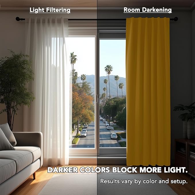 Deconovo Back Tab and Rod Pocket Blackout Curtains for Living Room - 42Wx84L Inch, Mellow Yellow, 2 Panels, Thermal Insulated Light Blocking Curtains