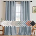 H.VERSAILTEX Linen Curtains Nickel Grommet Semi Sheer Curtains Privacy Added Energy Saving Light Filtering Window Treatments Draperies for Bedroom, Stone Blue, 2 Panels, 52 x 108 - Inch