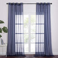 NICETOWN Sheer Voile Curtain Panels - Transparent Grommet Top Sheer Window Treatment Curtains for Living Room (W54 x L96 Inches, Dark Blue, 2 Pieces)