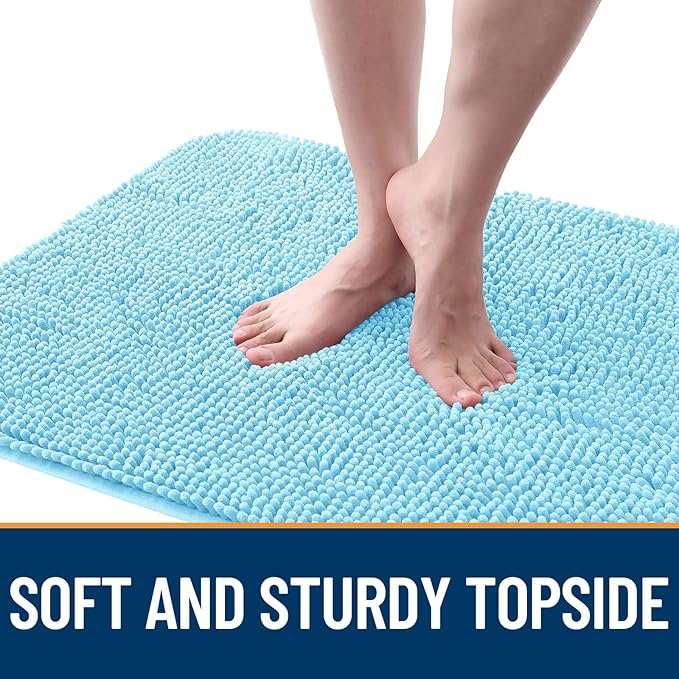 OLANLY Dog Door Mat for Muddy Paws 59x32, Absorbs Moisture and Dirt, Absorbent Non-Slip Washable Doormat, Quick Dry Chenille Mud Mat for Dogs, Entry Indoor Entryway Carpet for Inside Floor, Blue