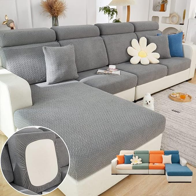 Soothing Home Sofa Covers, Sofa Hero Covers, Wear-Resistant Universal Couch Covers Washable Stretch Sectional Couch Cushion Covers (Grey,Pillow Cover)