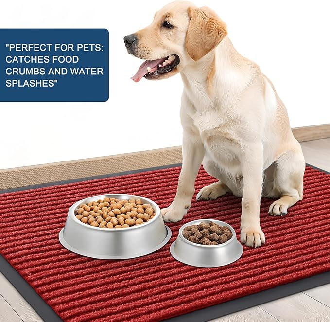OLANLY Front Door Mat Indoor Outdoor Entrance, Waterproof Heavy Duty Doormat, Fade Resistant, Low Profile, Easy Clean Patio Porch Welcome Floor Mats for Entry, 33x21, Red