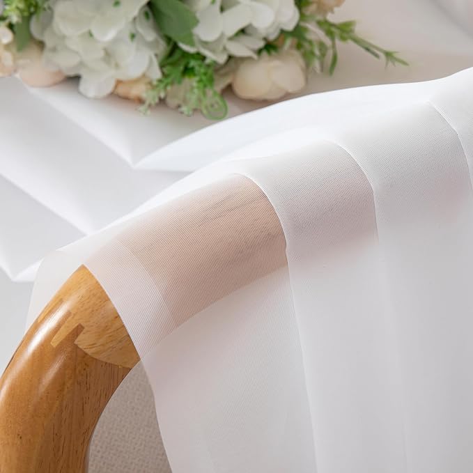 Simplebrand Rod Pocket Top Solid Voile Sheer Curtains for Bedroom, 54 Inch Length Drapes Set of 2, Lightweight and Light Filtering Elegant White Curtains Panels Window Treatment, 42W×54L, White