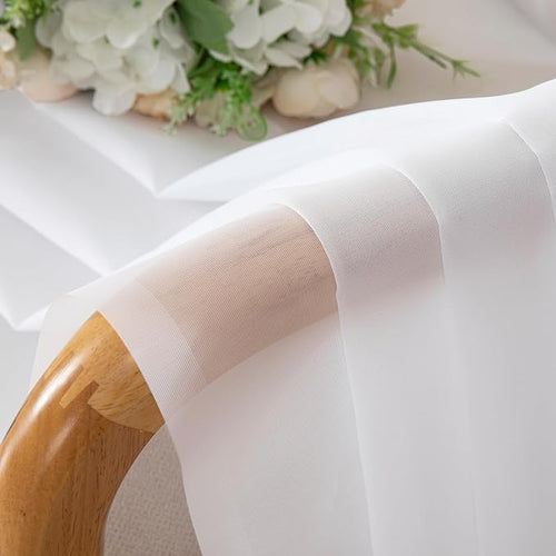 Aiyufeng 108 Inch White Sheer Window Curtains for Farmhouse, Rod Pocket Voile Window Treatment Vertical Panels for Study Room/Bedroom/Living Room, White, W40 x L108, 2 Panels