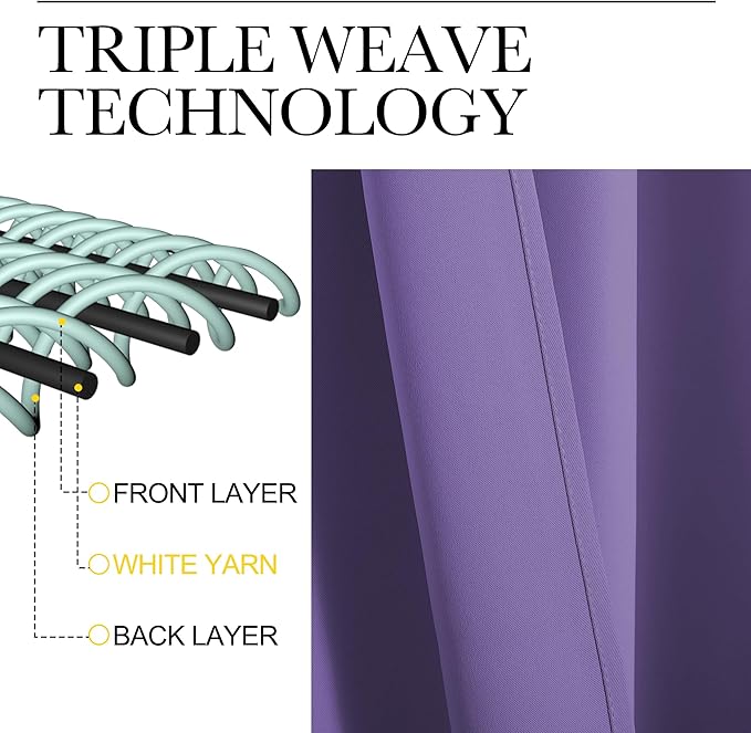 NICETOWN Blackout Curtains for Bedroom, Blackout Curtain Panels, Lilac Purple, 1 Pair, 62 by 63-inch, Window Treatment Energy Saving Thermal Insulated Solid Rod Pocket Blackout Drapes/Draperies