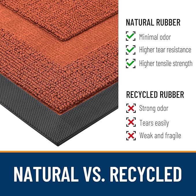 OLANLY Front Door Mat Indoor Outdoor Entrance, Waterproof All-Season, All-Weather Doormat, Sturdy Natural Rubber, Low Profile, Easy Clean Patio Porch Entryway Mat, 59x23, Vermillion Red