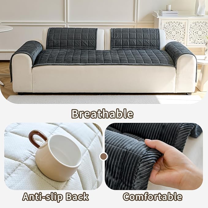 Couch Covers for Dogs Washable, Non Slip Couch Covers for Loveseat Sofa Pet Friendly, Soft Fuzzy Sofa Covers for Pet, Dog Couch Cover Furniture Protector(1PC,Dark Grey,27.6"x82.7")