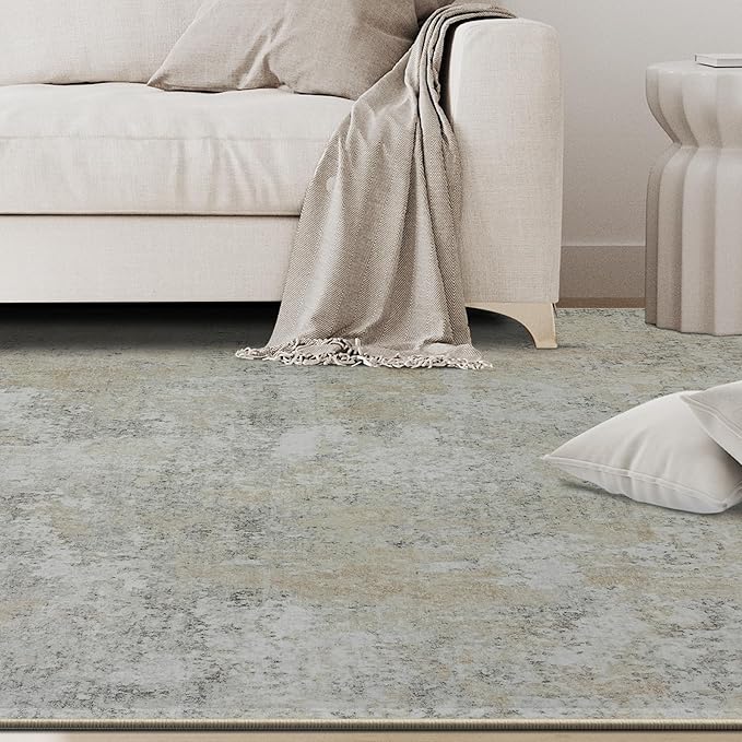5x8 Area Rugs for Living Room Rug Washable: Abstract Rug for Dining Room Bedroom Carpet Non Slip 5 by 8 Indoor Modern Nursery Home Office Beige Grey