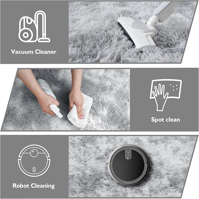 9x12 Fluffy Area Rugs for Living Room,Large Fuzzy Shag Area Rug for Bedroom,Soft Non-Shedding Indoor Plush Carpet for Kids Bedroom Nursery Home Decor,Tie-Dyed Grey
