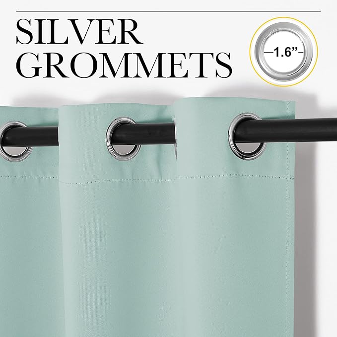 NICETOWN Aqua Blue Room Darkening Curtains for Kitchen, Set of 2, 42 inches Wide by 78 inches Long, Window Treatment Thermal Insulated Solid Grommet Room Darkening Curtains/Drapes for Bedroom