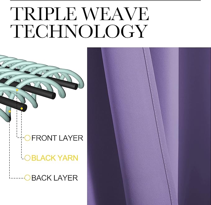 NICETOWN Blackout Curtain Panels for Bedroom, 2 Panels, Lilac Purple, W42 x L40-inch, Thermal Insulated Grommet Top Blackout Draperies and Drapes for Basement